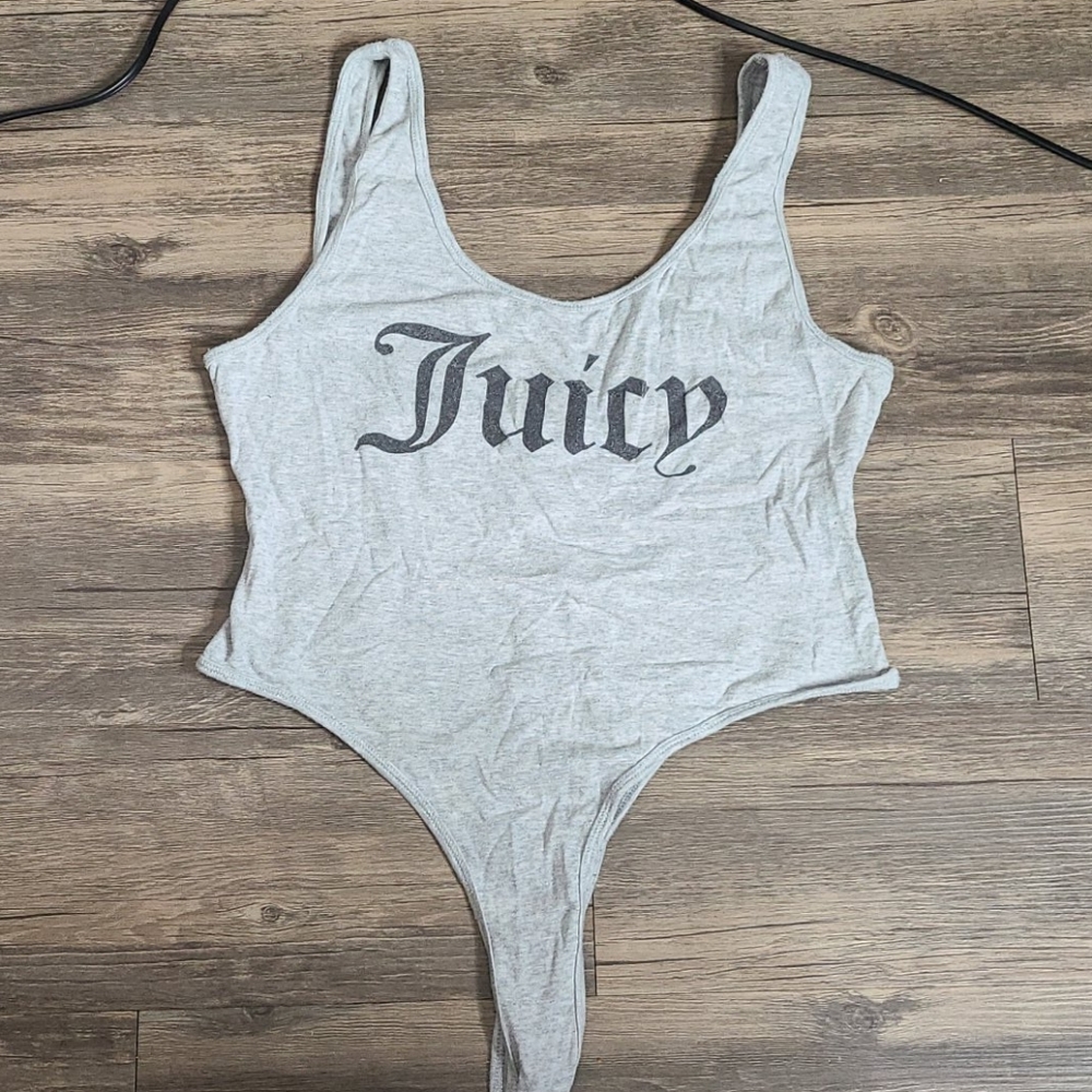 Juicy Couture Gray Classic Basic Bodysuit Trendy Sexy